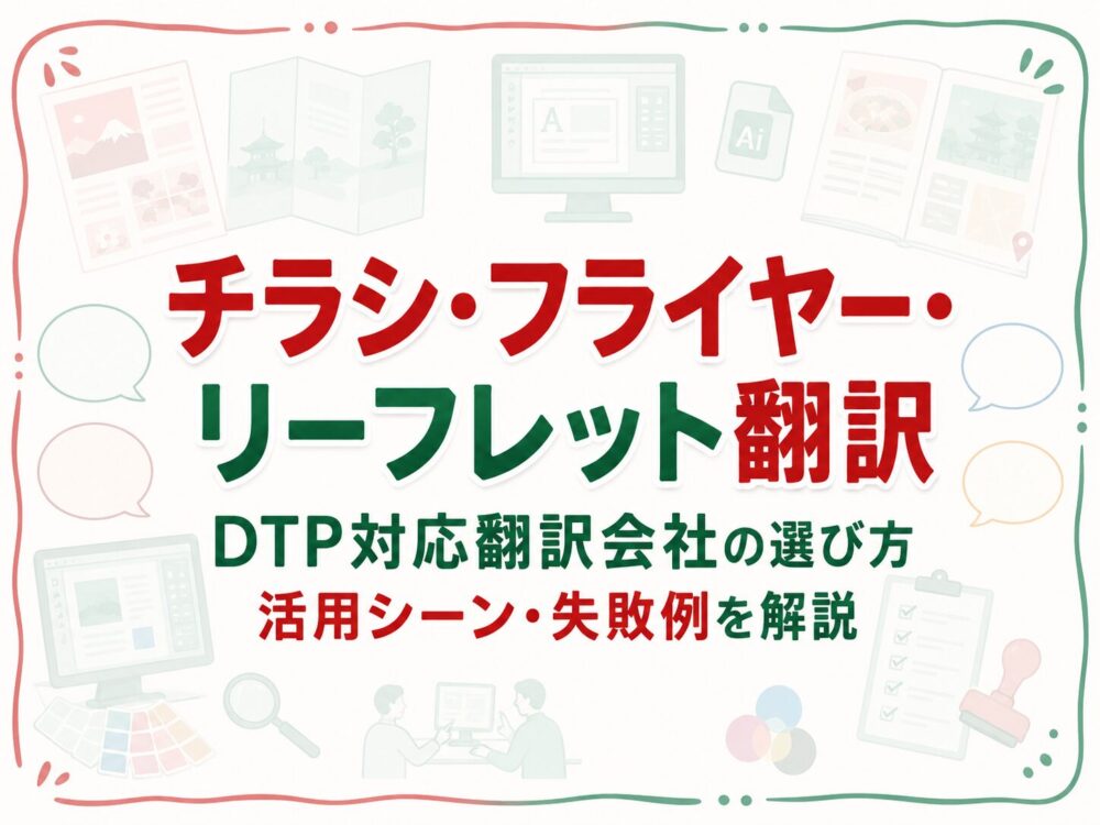 チラシ・フライヤー・リーフレット翻訳とDTP対応を解説するアイキャッチ画像