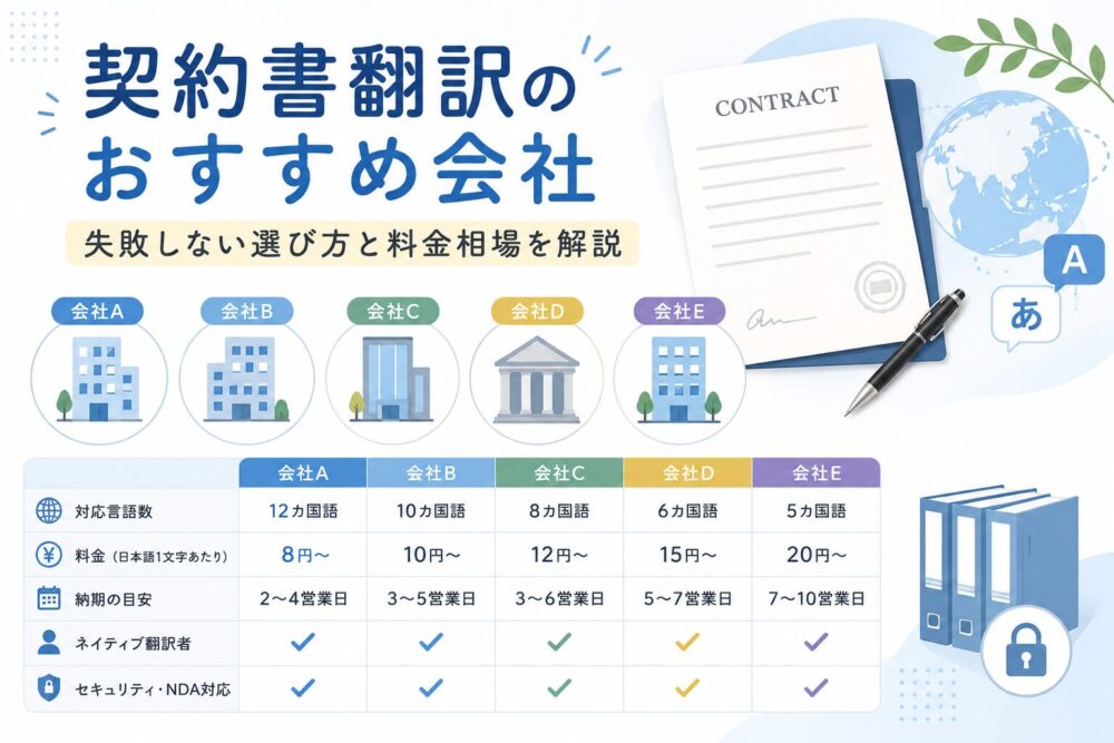 契約書翻訳のおすすめ会社を比較したイメージ