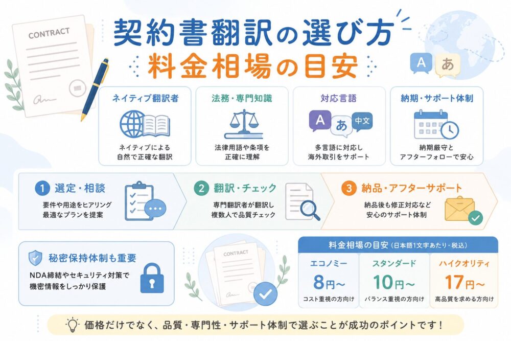 契約書翻訳会社の選び方と料金相場の図解