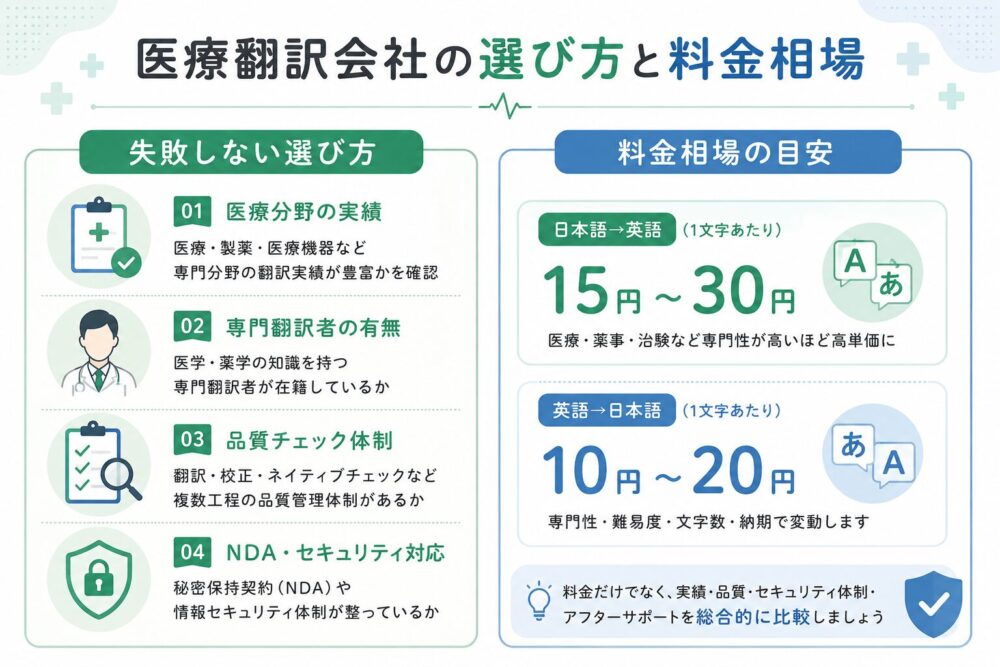 医療翻訳会社の選び方と料金相場の図解