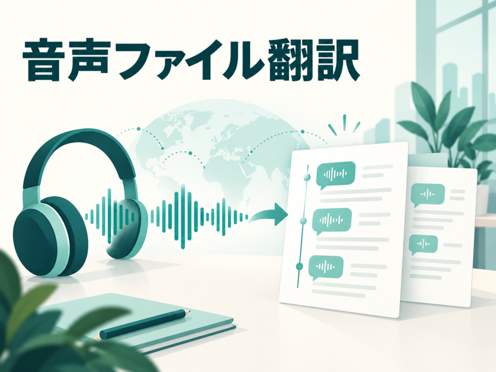 音声ファイル翻訳の主題を示す記事のアイキャッチ