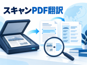 スキャンPDF翻訳の主題を示す記事のアイキャッチ