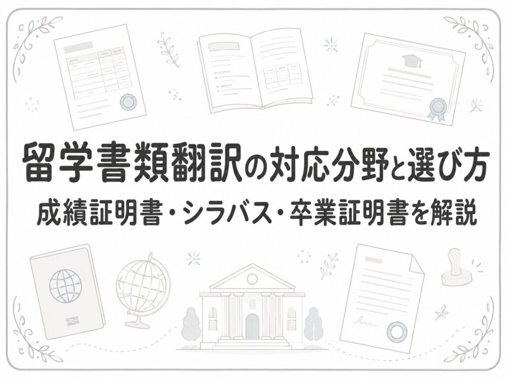 留学書類翻訳に必要な書類と翻訳会社の選び方を示したアイキャッチ